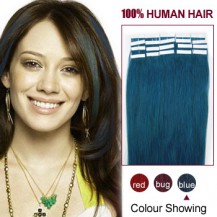 Glue Tape Remy Hair Extensions #blue