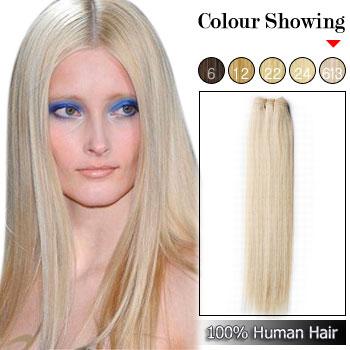 Human Hair Weft/Extensions #613_Bleach Blonde