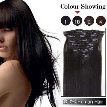Clips-in Remy Human Hair Extensions #1b