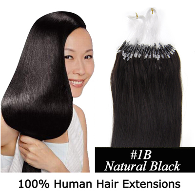 Micro rings/loop hair human hair extensions #1b