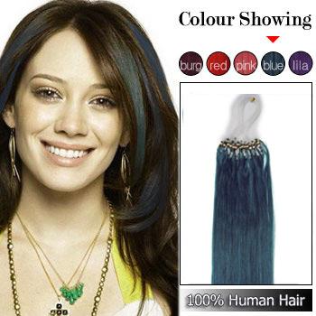 Micro rings/loop hair human hair extensions blue