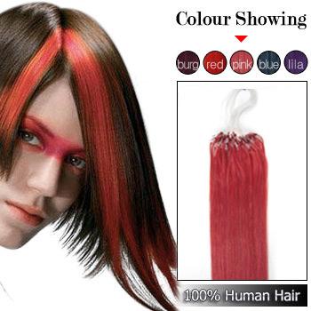 Micro rings/loop hair human hair extensions pink