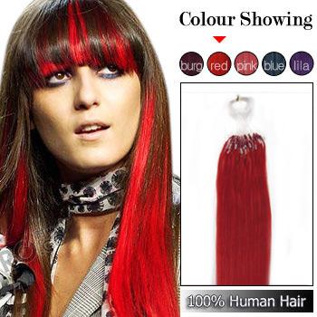 Micro rings/loop hair human hair extensions red