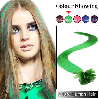 Nail Tip Human Prebond Hair Extensions green